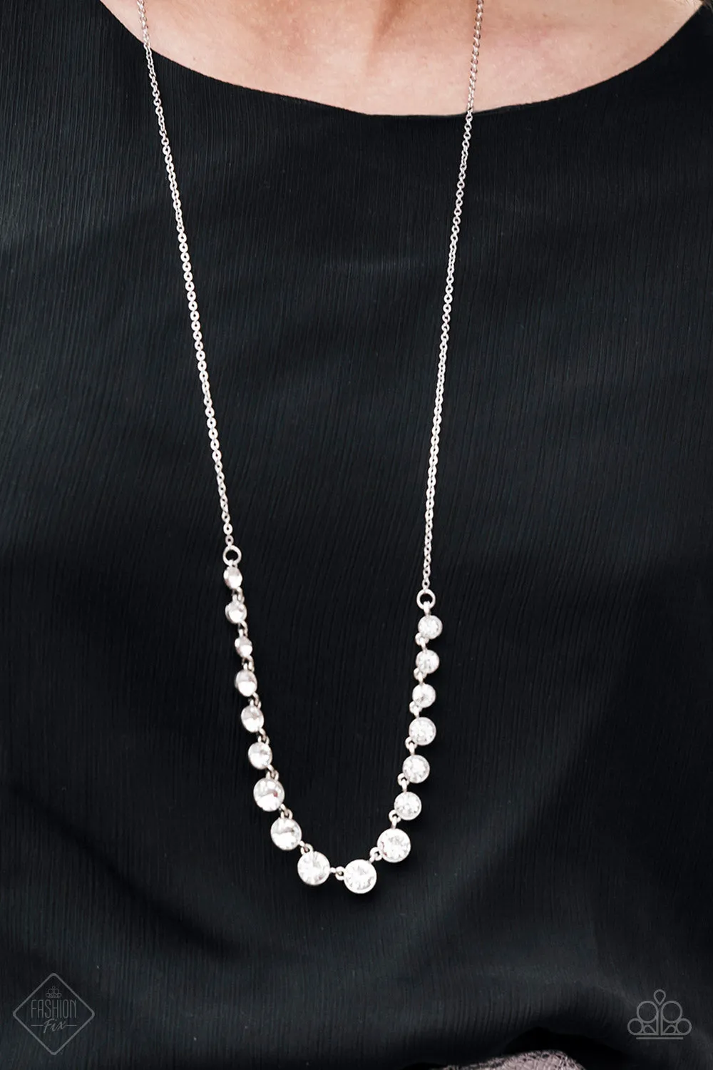 Paparazzi Accessories  - Here We Glow!  #N817 Box 9 - White Silver Necklace