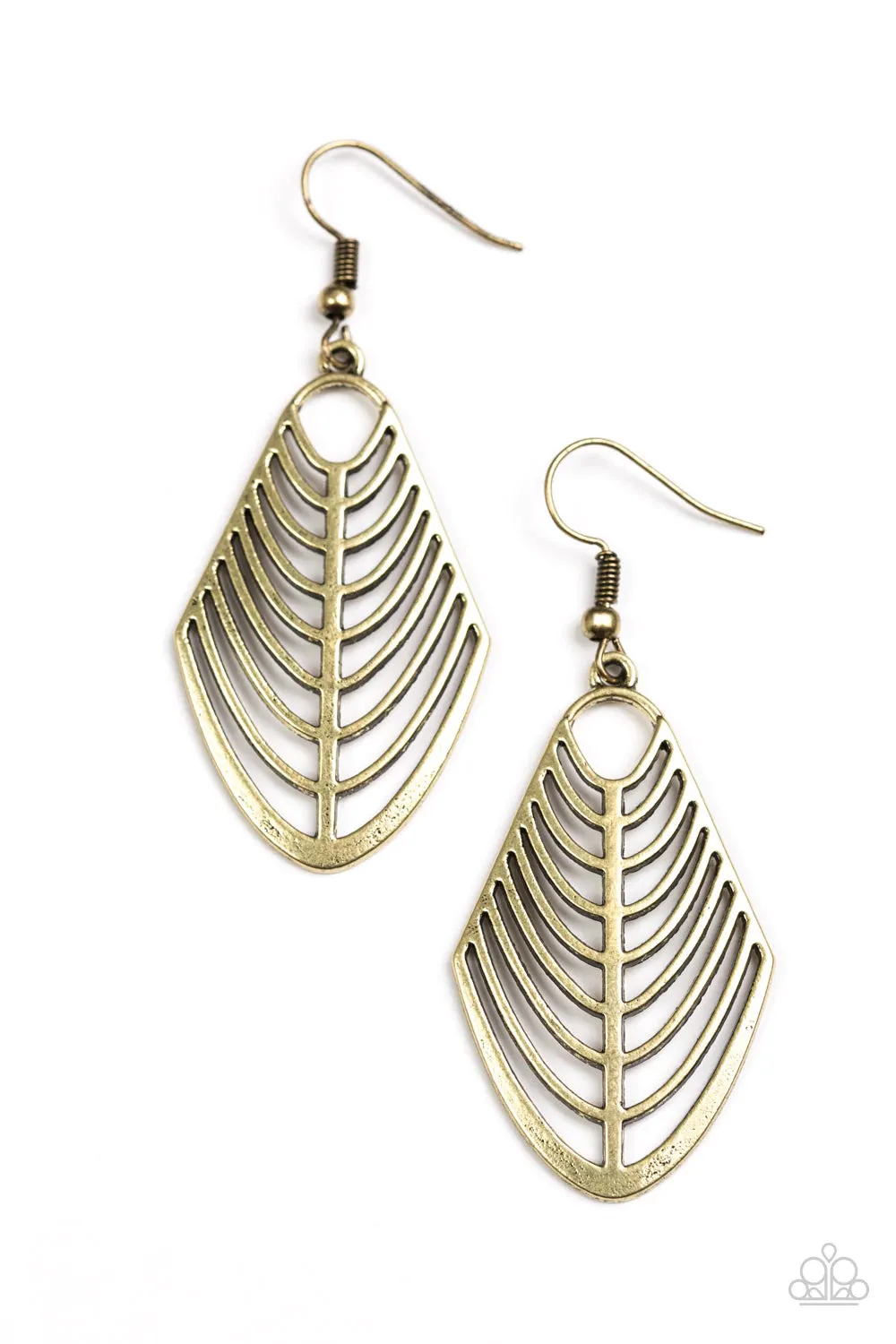 Paparazzi Accessories  - Right On Tracker #E638 Peg - Brass Earrings