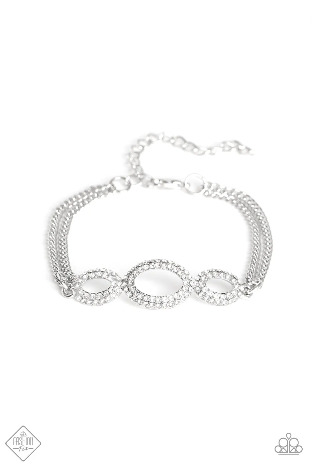 Paparazzi Accessories  - Timelessly Metropolitan Fashion Fix White Bracelet August 2019