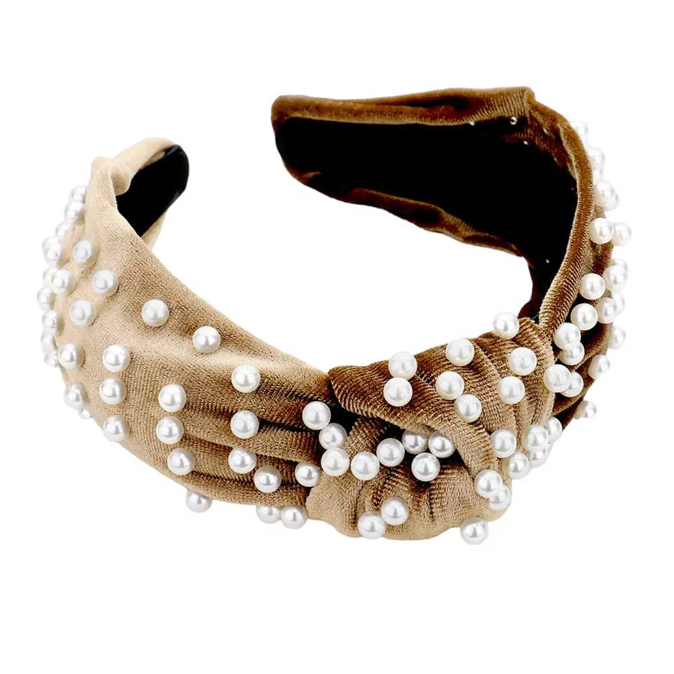 Pearl Velvet Knotted Headband