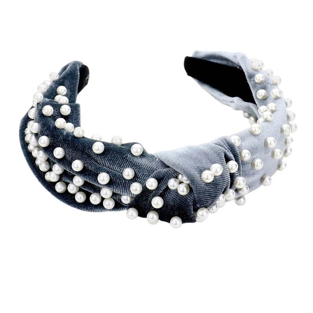 Pearl Velvet Knotted Headband