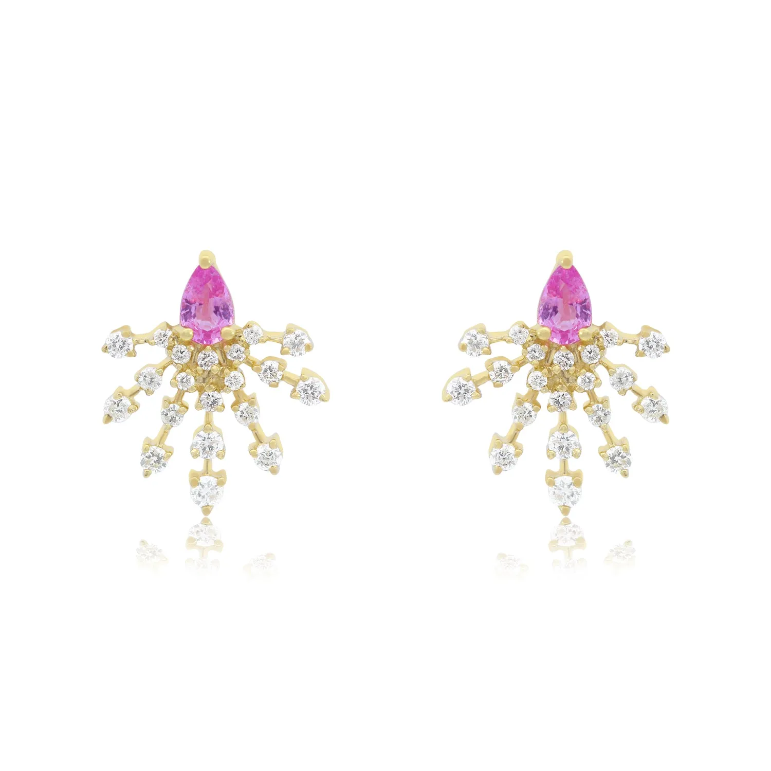 Pink Sapphire and Diamond Burst Earrings