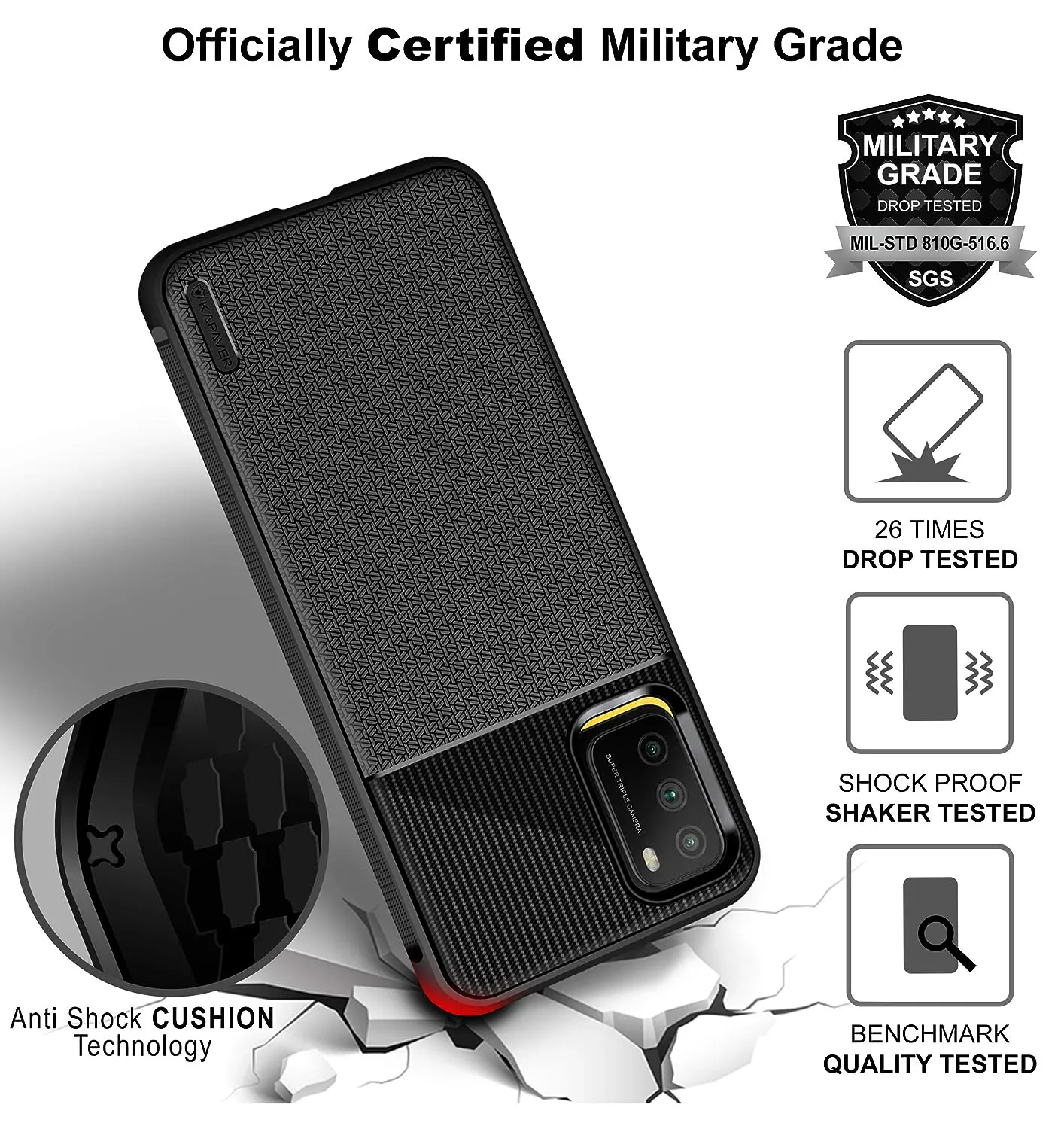 Poco M3 Back Cover Case | Rugged - Black