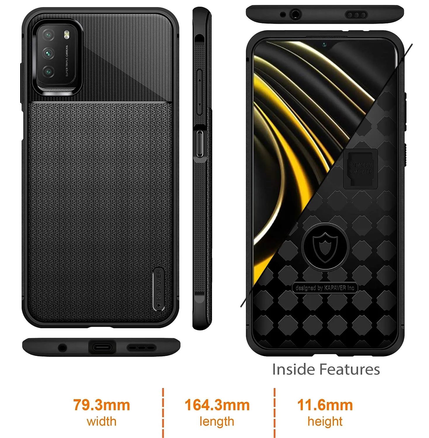 Poco M3 Back Cover Case | Rugged - Black