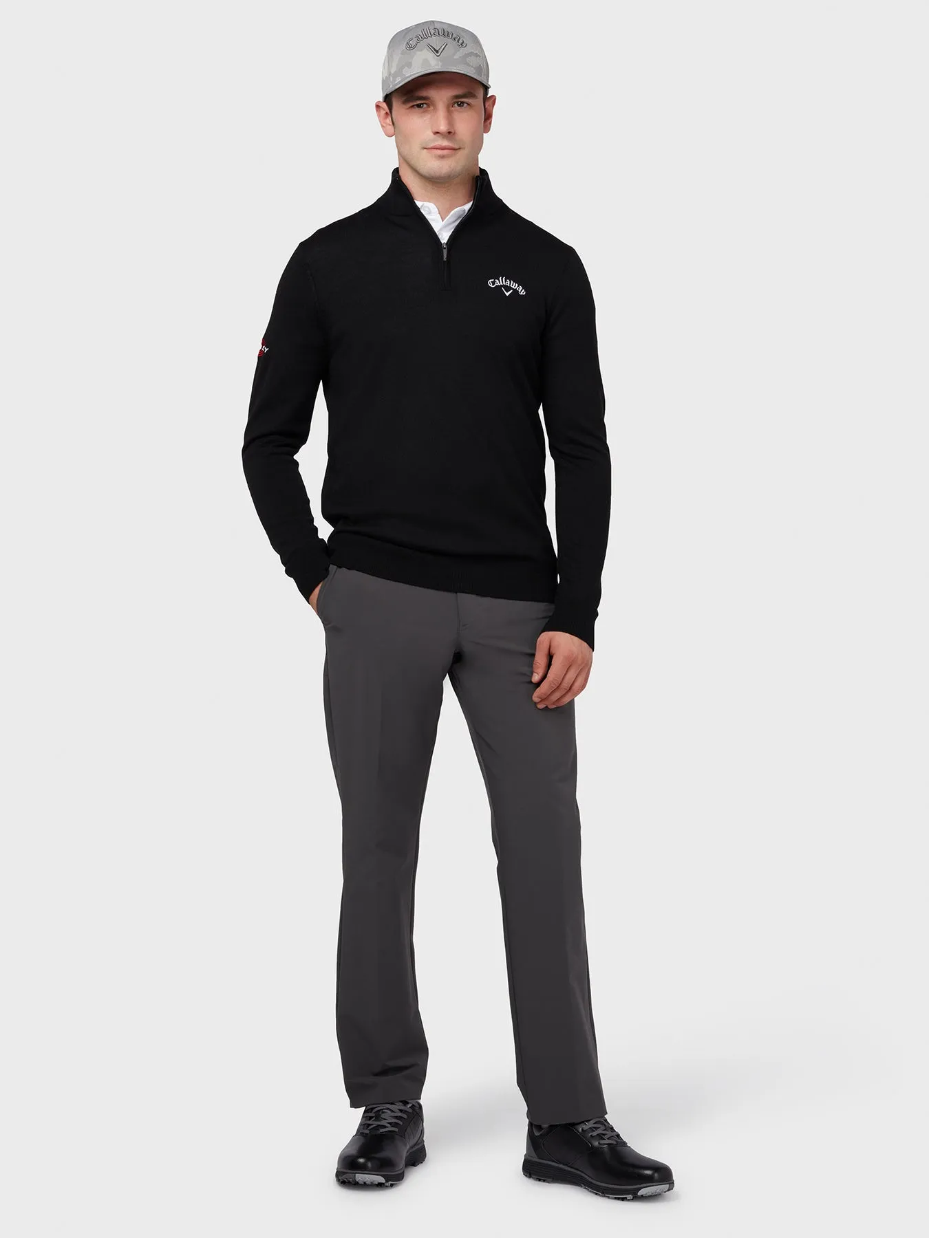 Quarter Zip Blended Merino Sweater In Black Ink