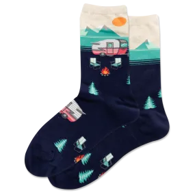 "Camper Scene" Cotton Crew Socks by Hot Sox - Medium