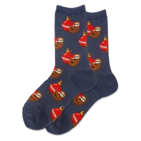 "Holiday Sloth" Cotton Crew Socks by Hot Sox - Medium