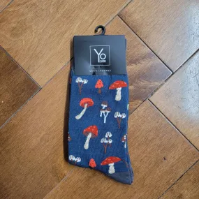 "Mushrooms" Dress Crew Socks by YO Sox -Large