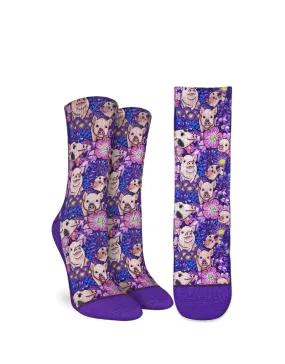 "Piggies" Active Crew Socks by Good Luck Sock - Medium