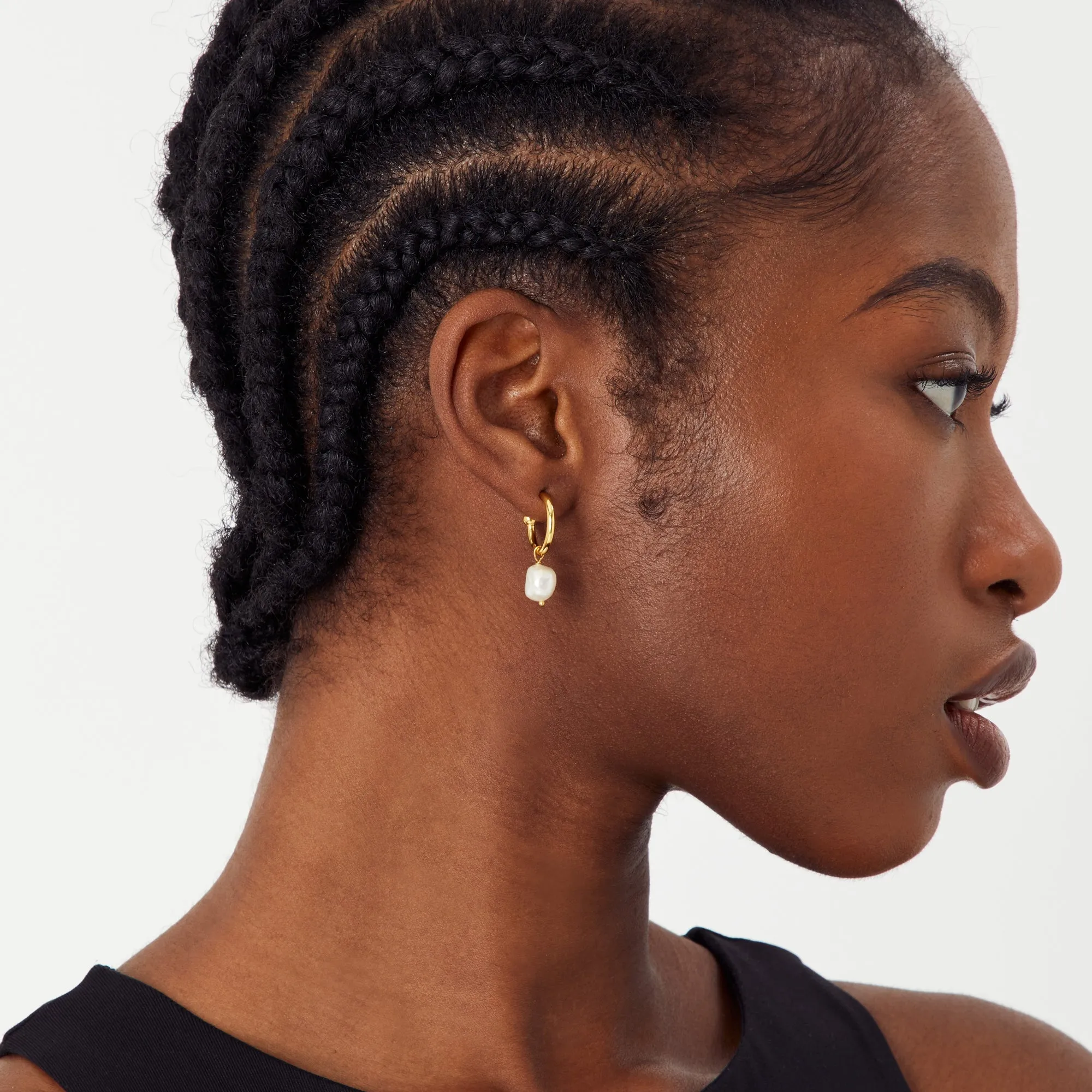 Real Gold Plated Z Chunky Pearl Drop Hoops Earring For Women By Accessorize London