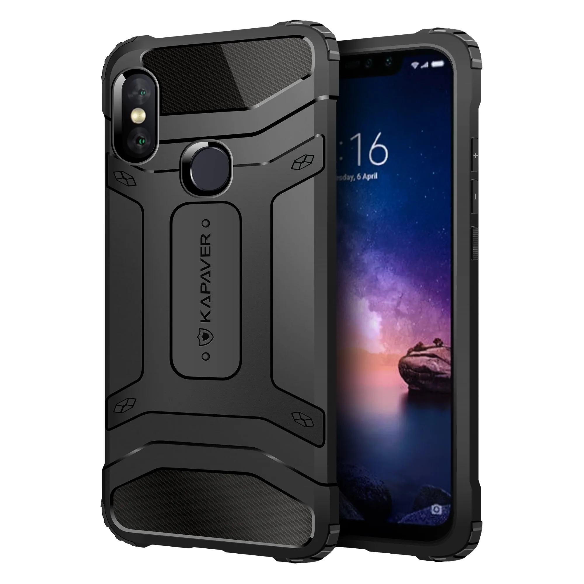 Redmi Note 6 Pro Back Cover Case | Rugged - Black