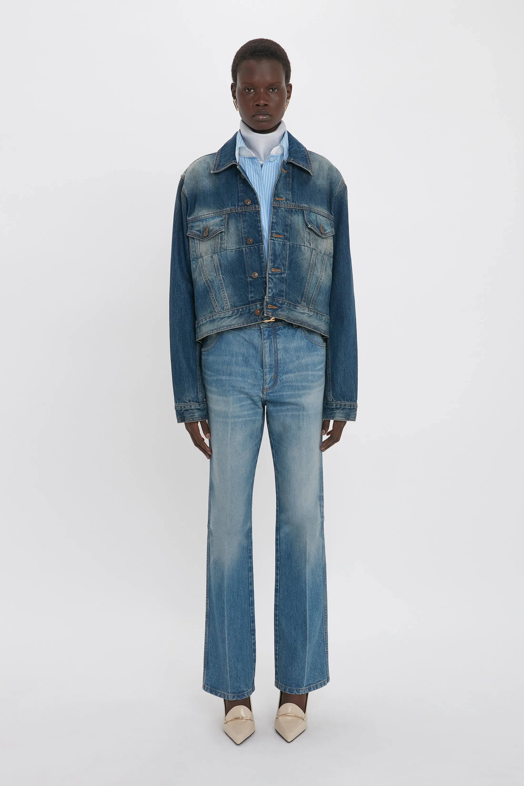 Relaxed Flared Jean In Broken Vintage Wash