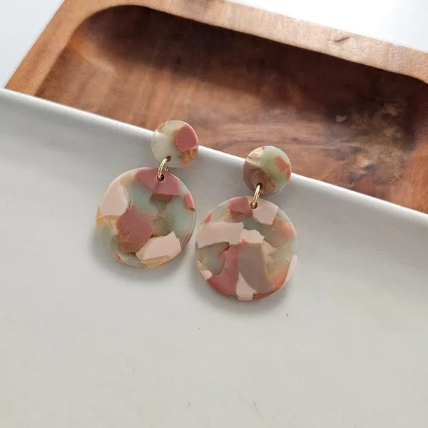 Round Drop Earrings - Camo Chic