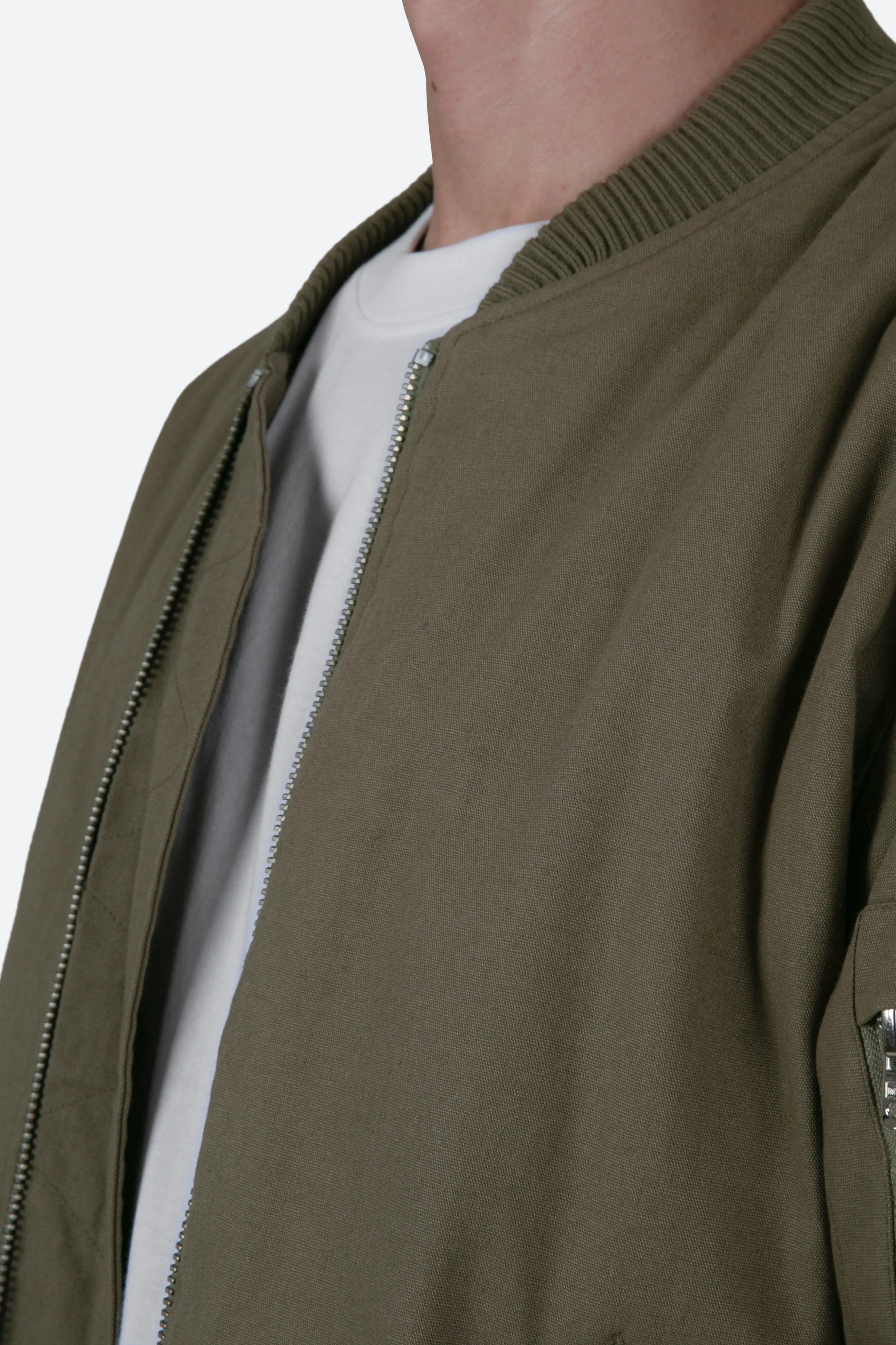 Ruched Bomber Jacket - Olive