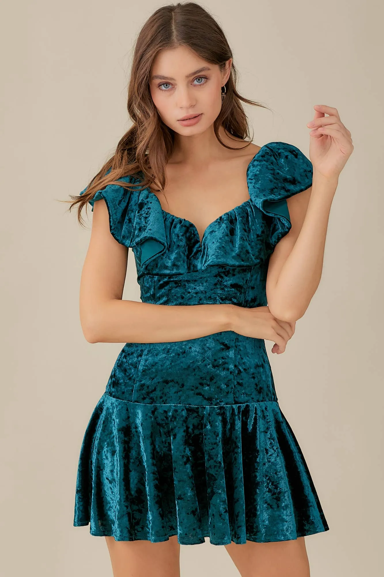 Ruffle Velvet Dress