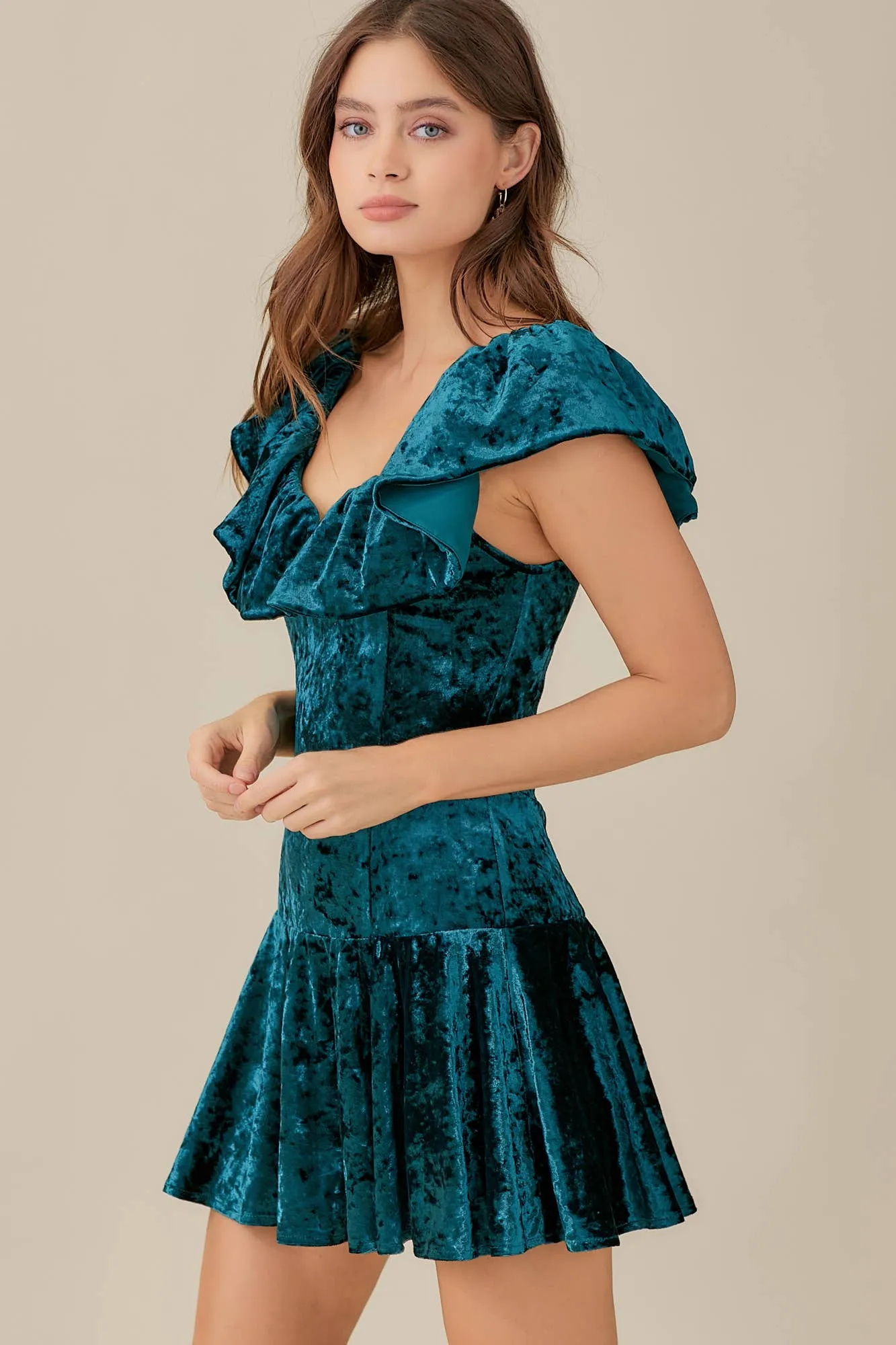 Ruffle Velvet Dress