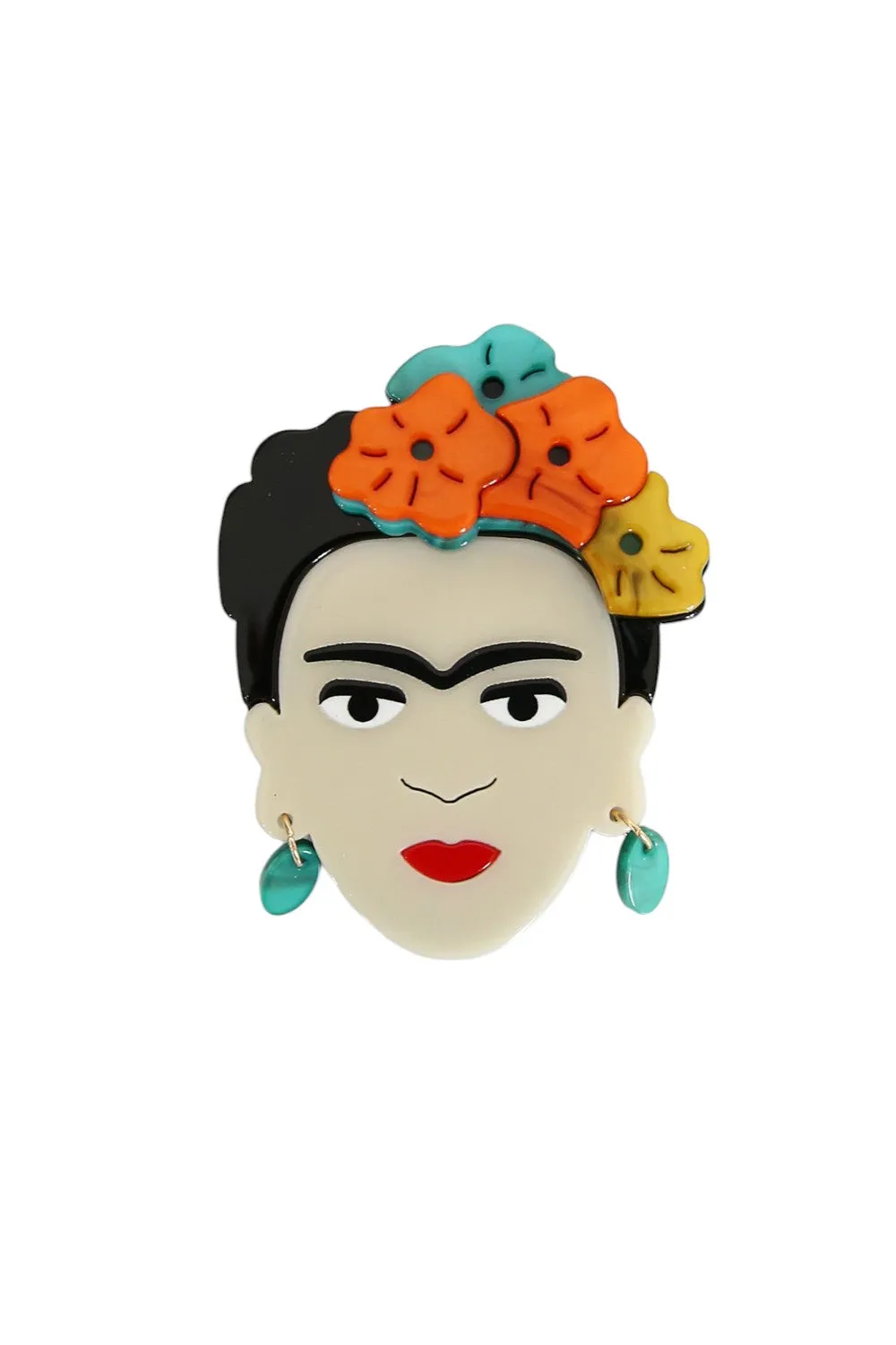 SIA BROOCH FRIDA FACE ORANGE