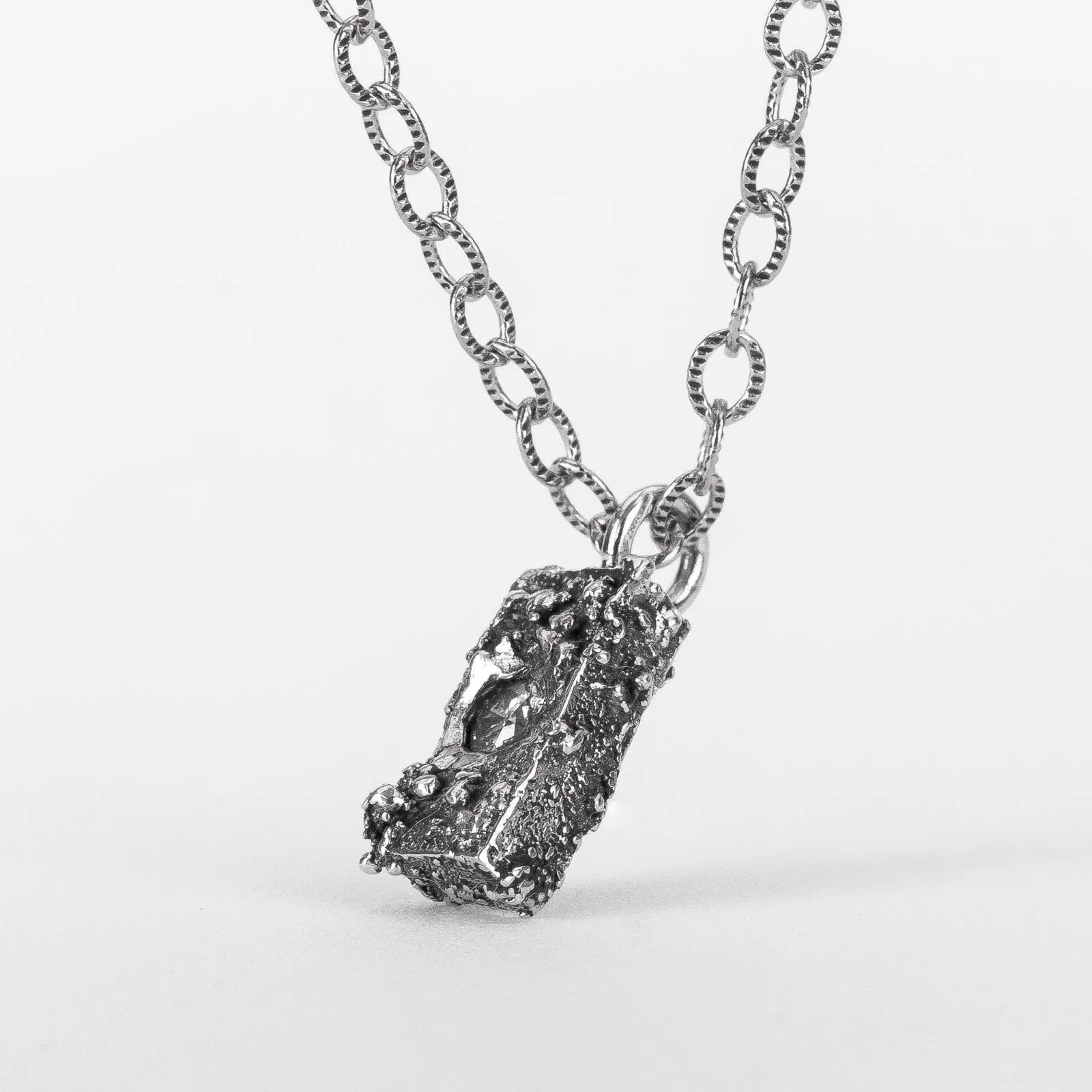 Silvermist Diamond Rugged Textured Brick Necklace