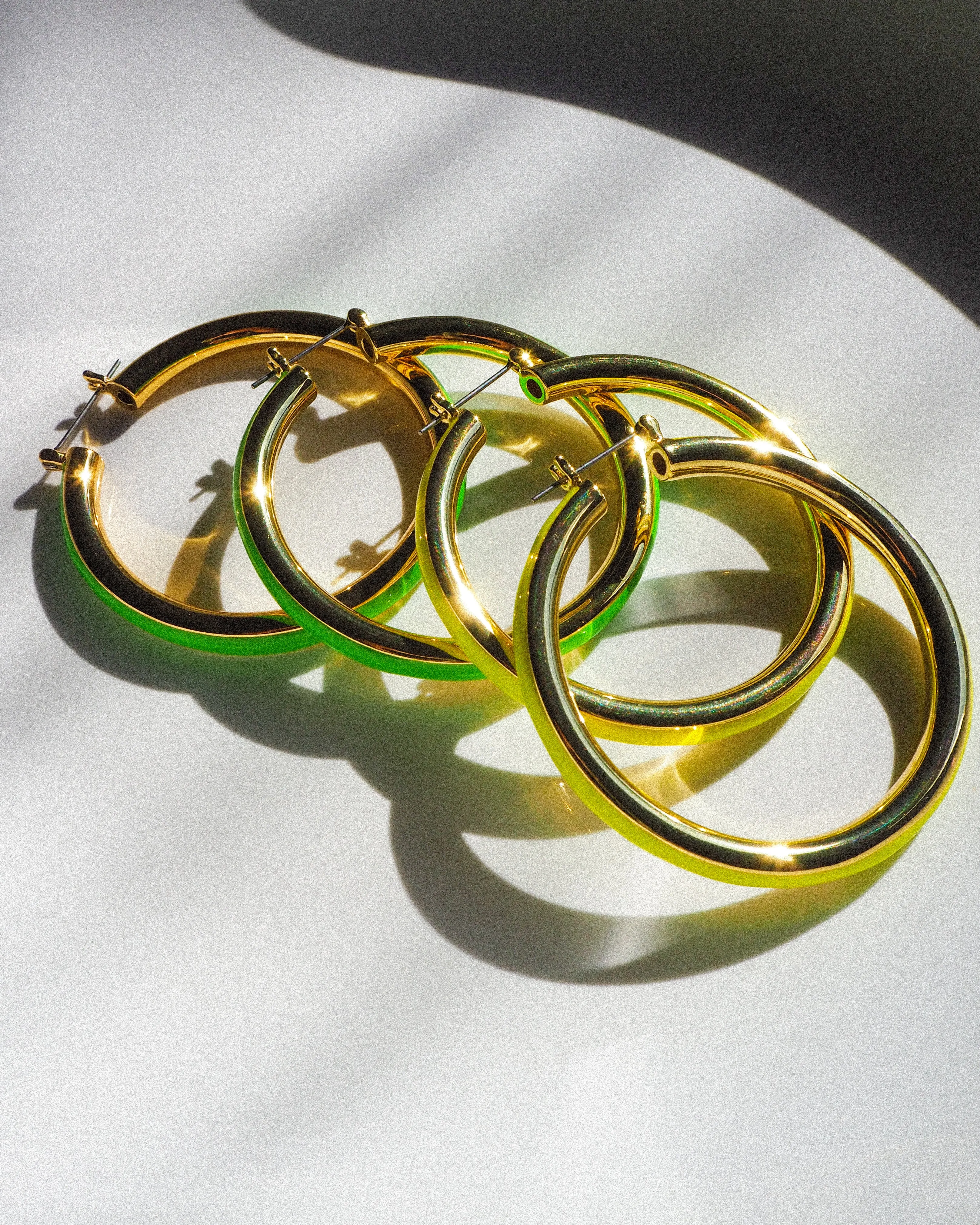 Stripe Amalfi Hoops- Bright Green- Gold