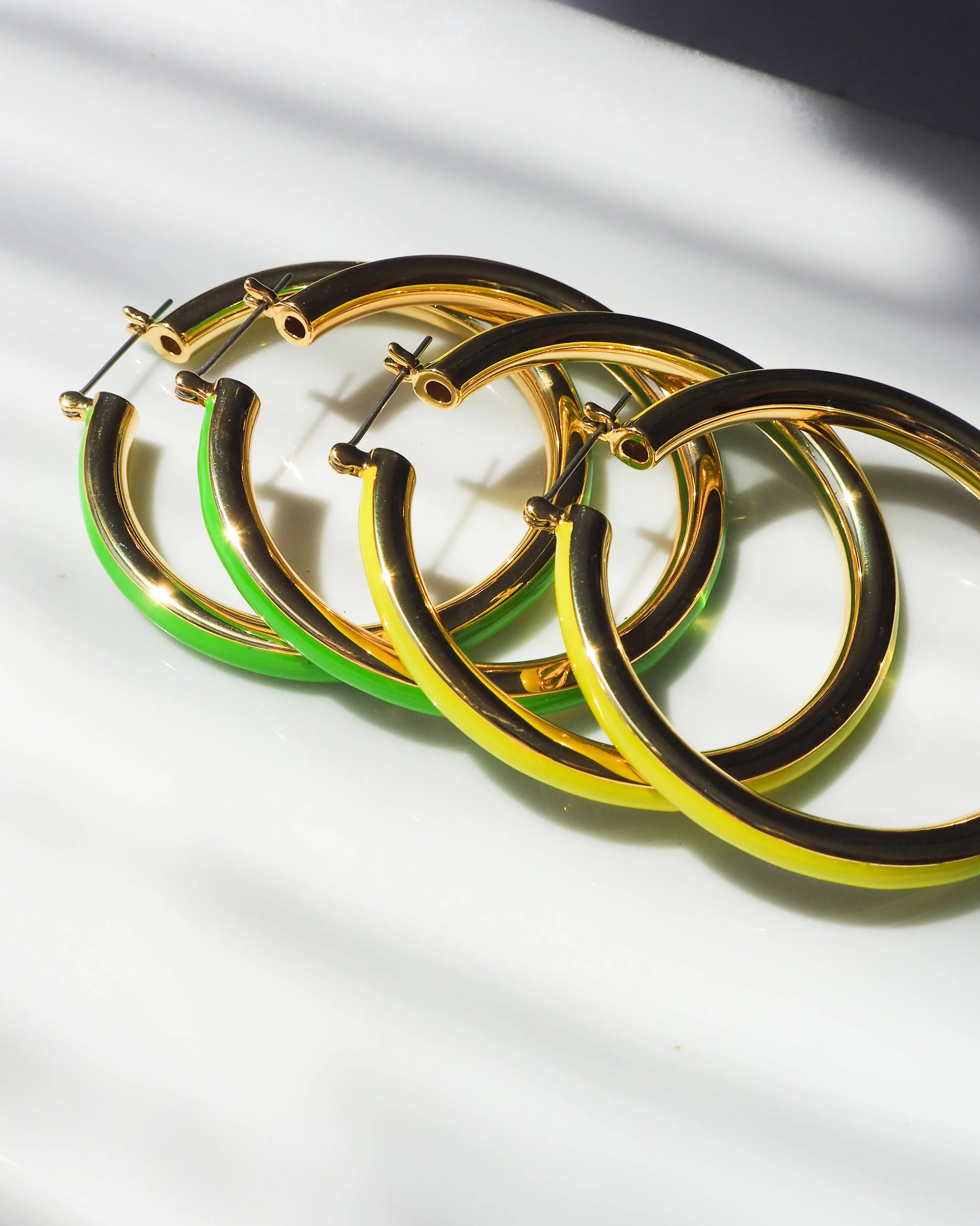 Stripe Amalfi Hoops- Bright Green- Gold