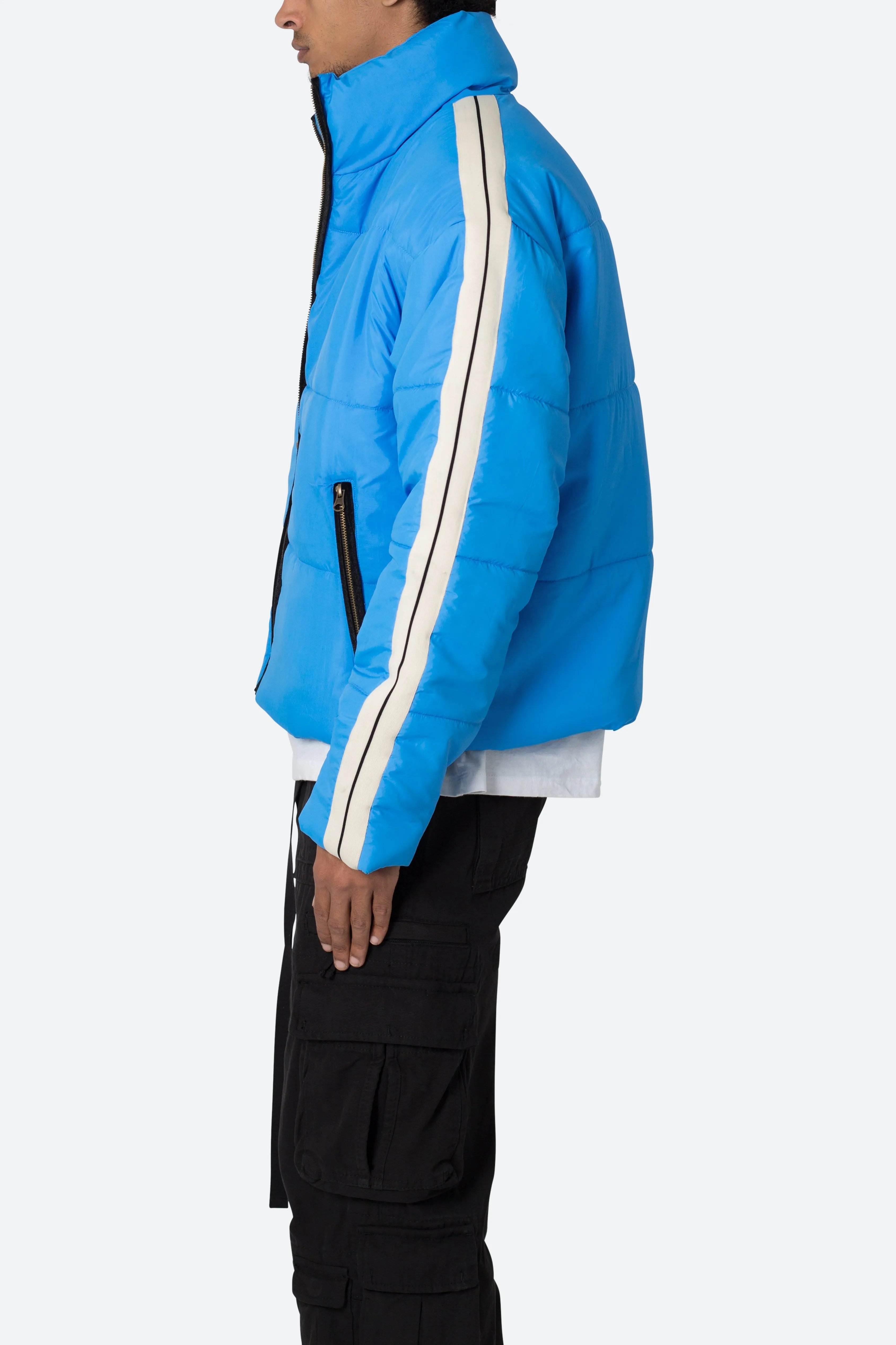 Striped Puffer Jacket - Blue