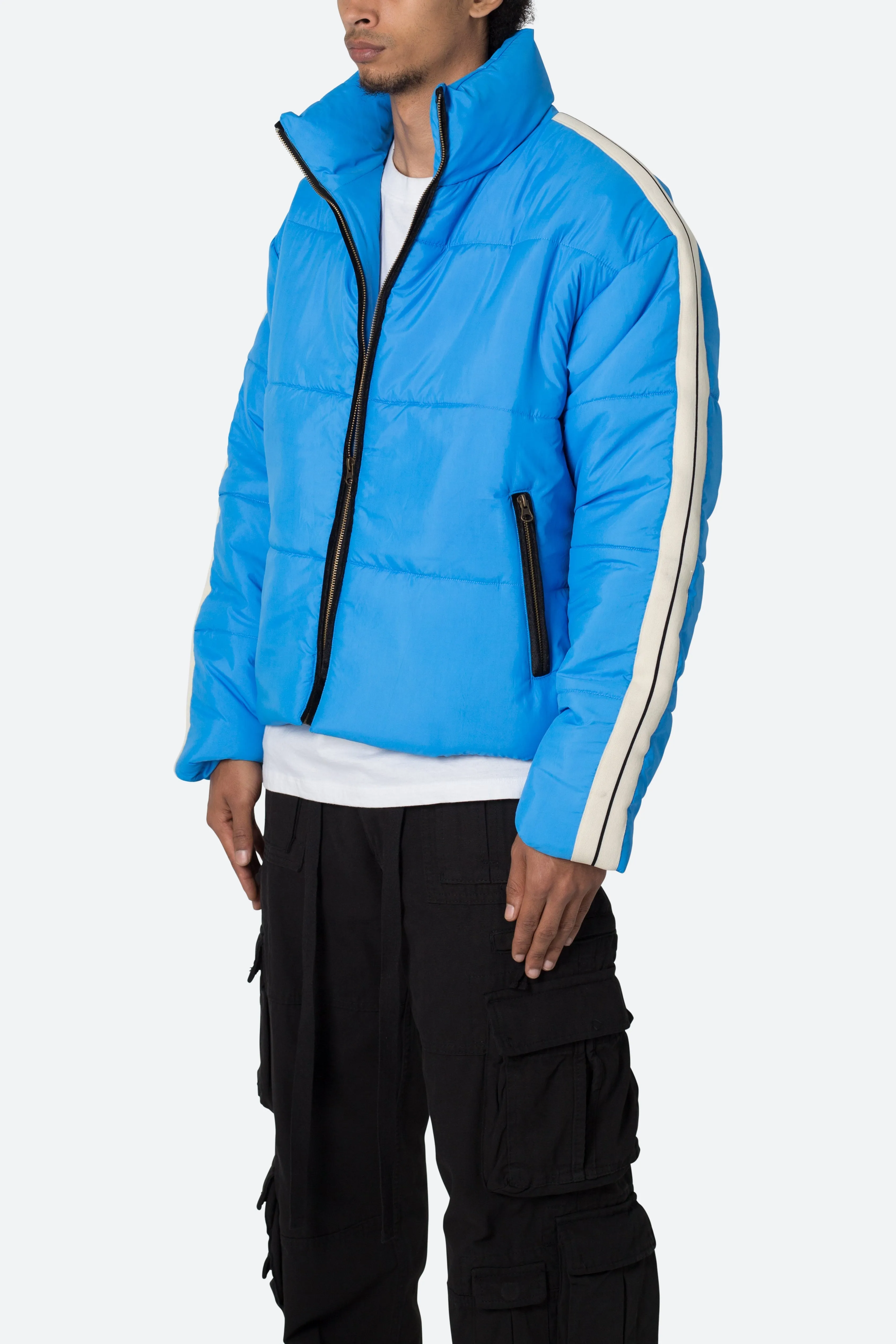 Striped Puffer Jacket - Blue