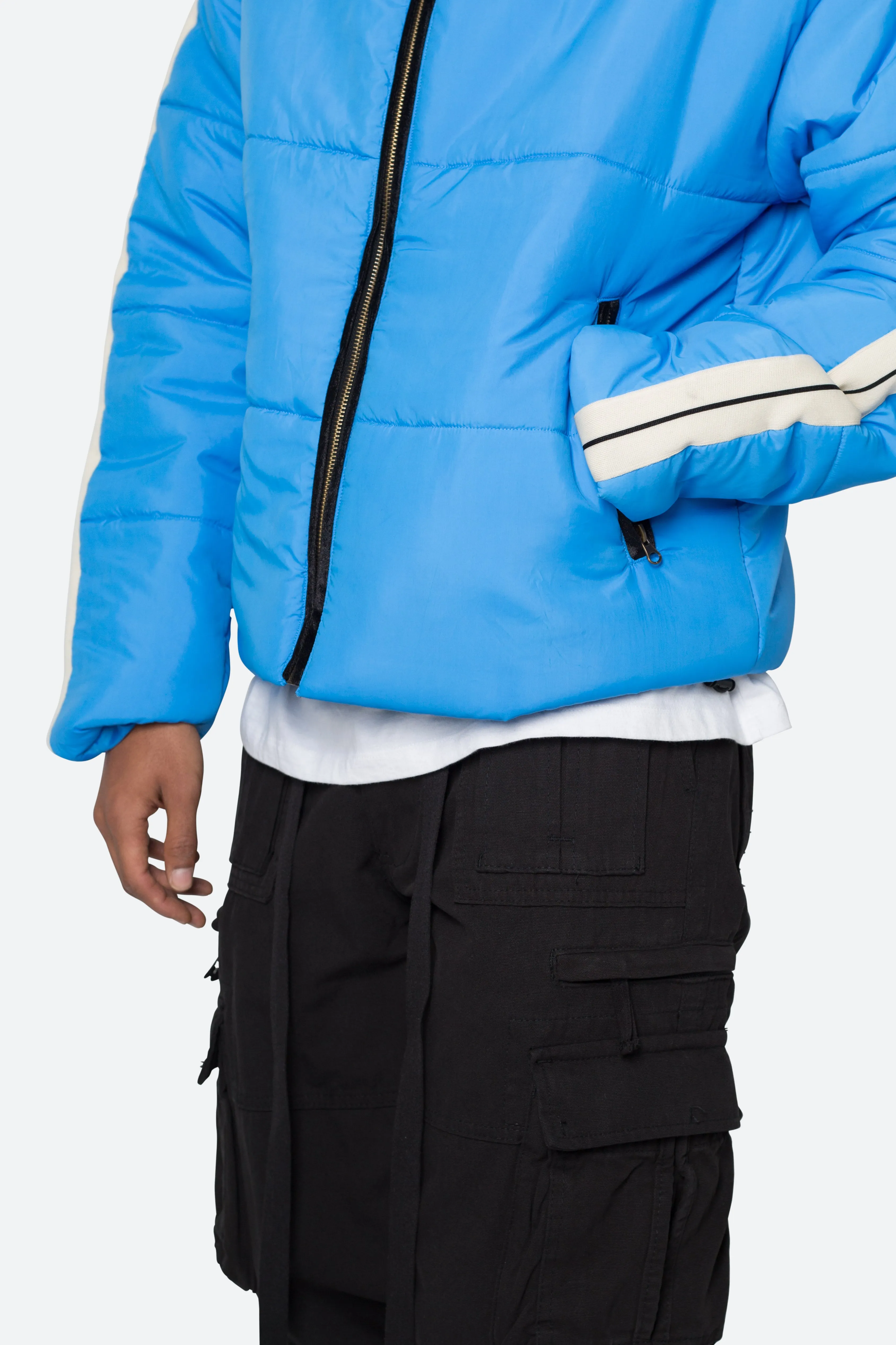 Striped Puffer Jacket - Blue