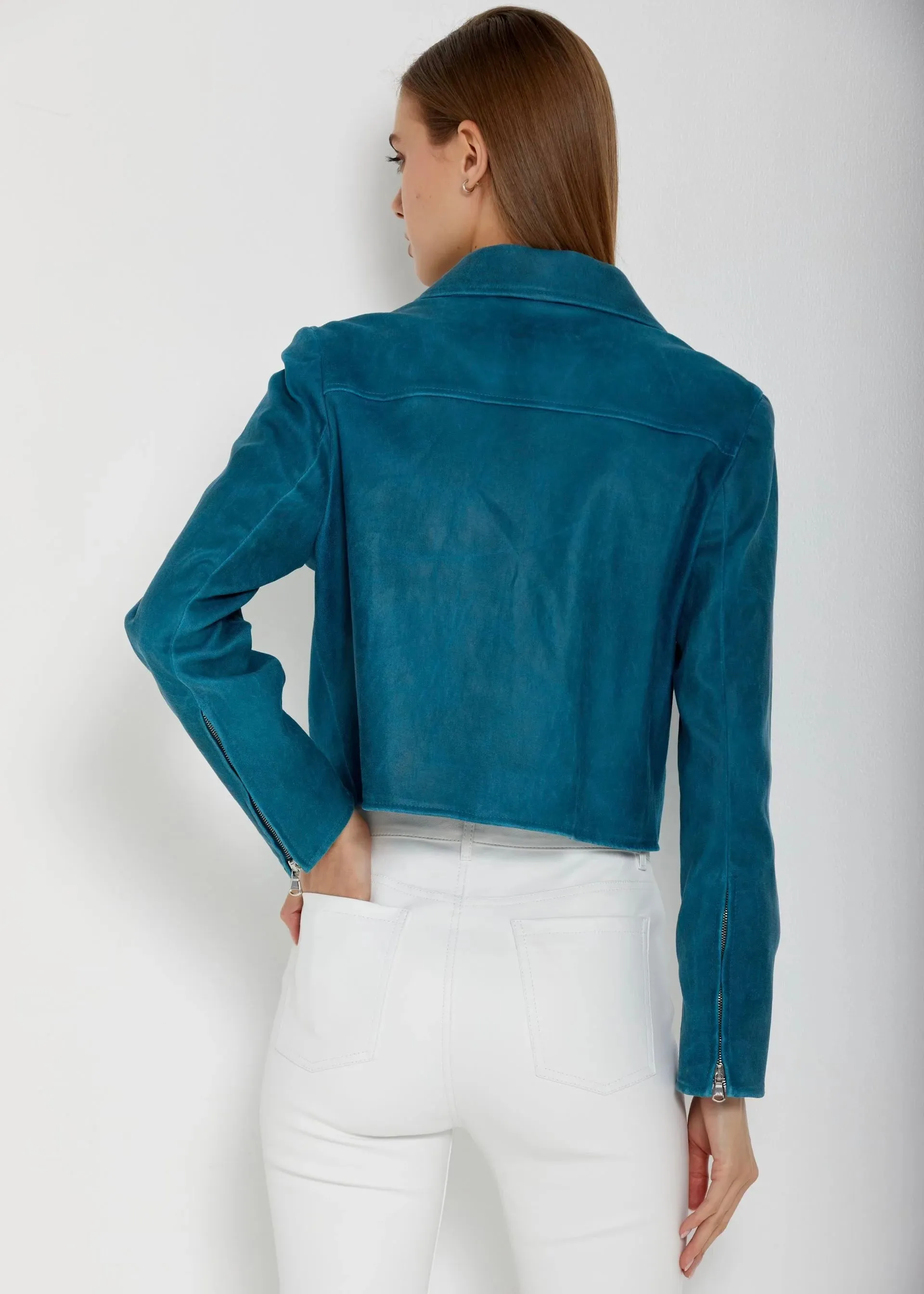 Susan Bender Relaxed Flight Jacket- Teal