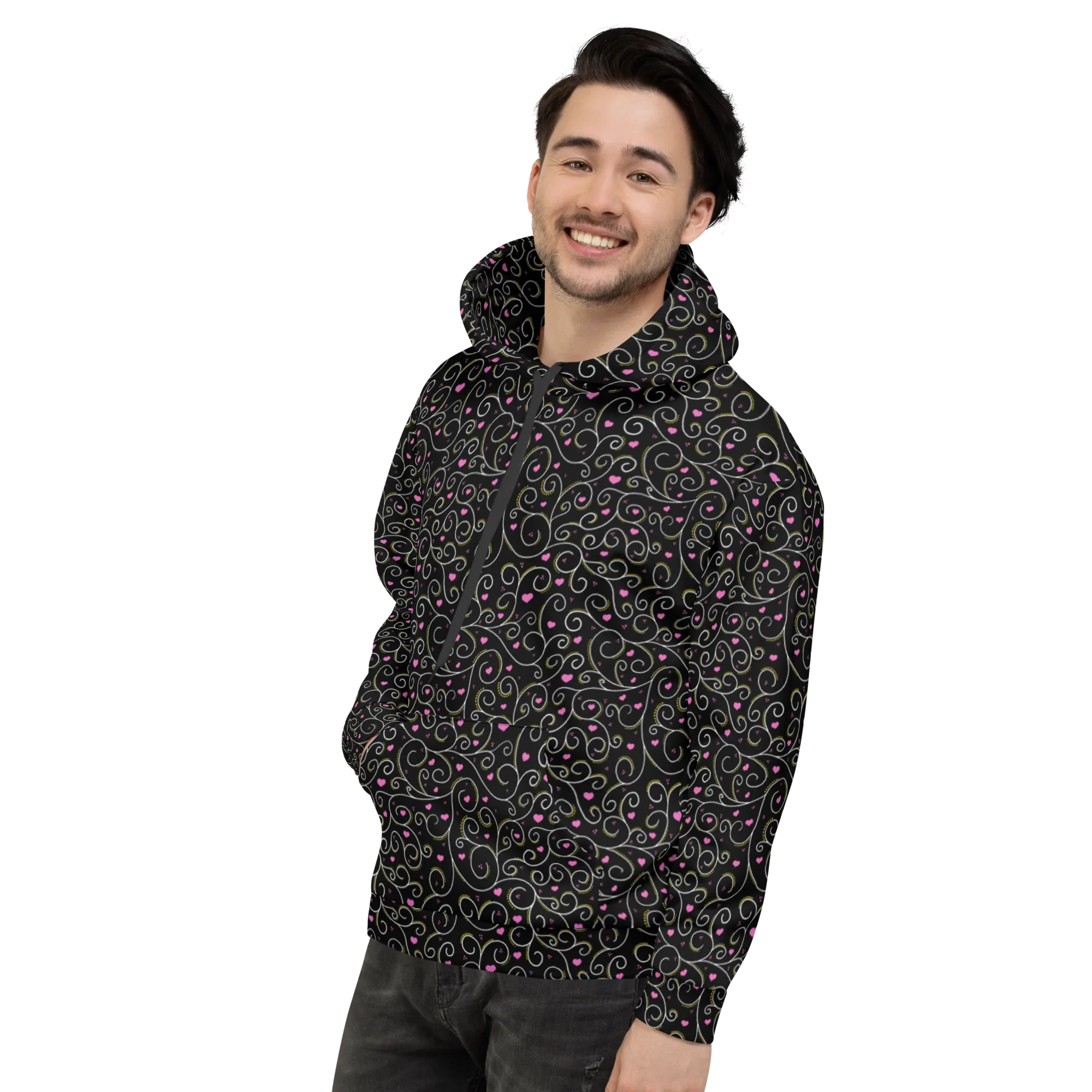 Swirls and Hearts Hoodie (Adult XS-3XL)