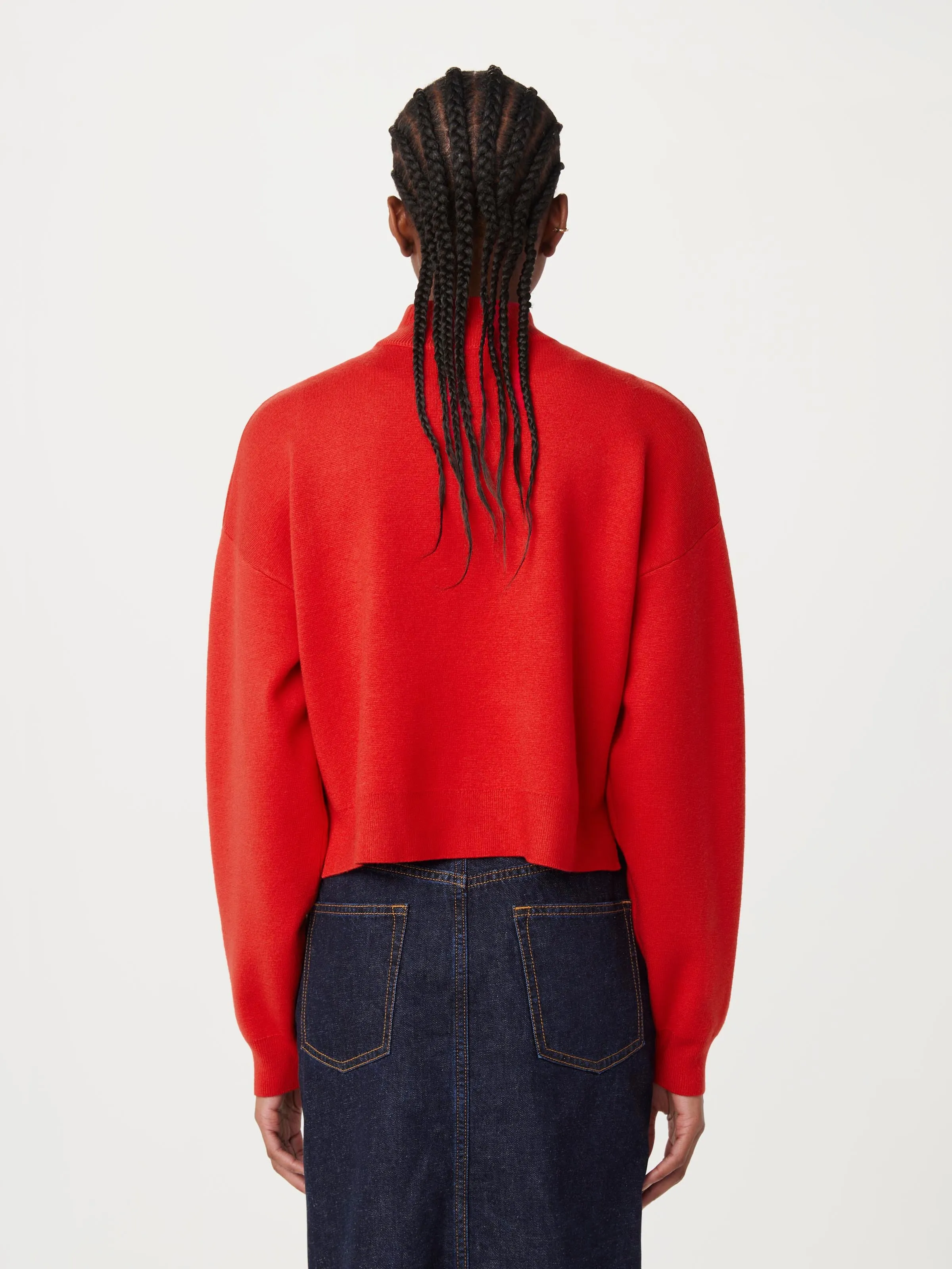 The Compact Mockneck Sweater in Bright Red