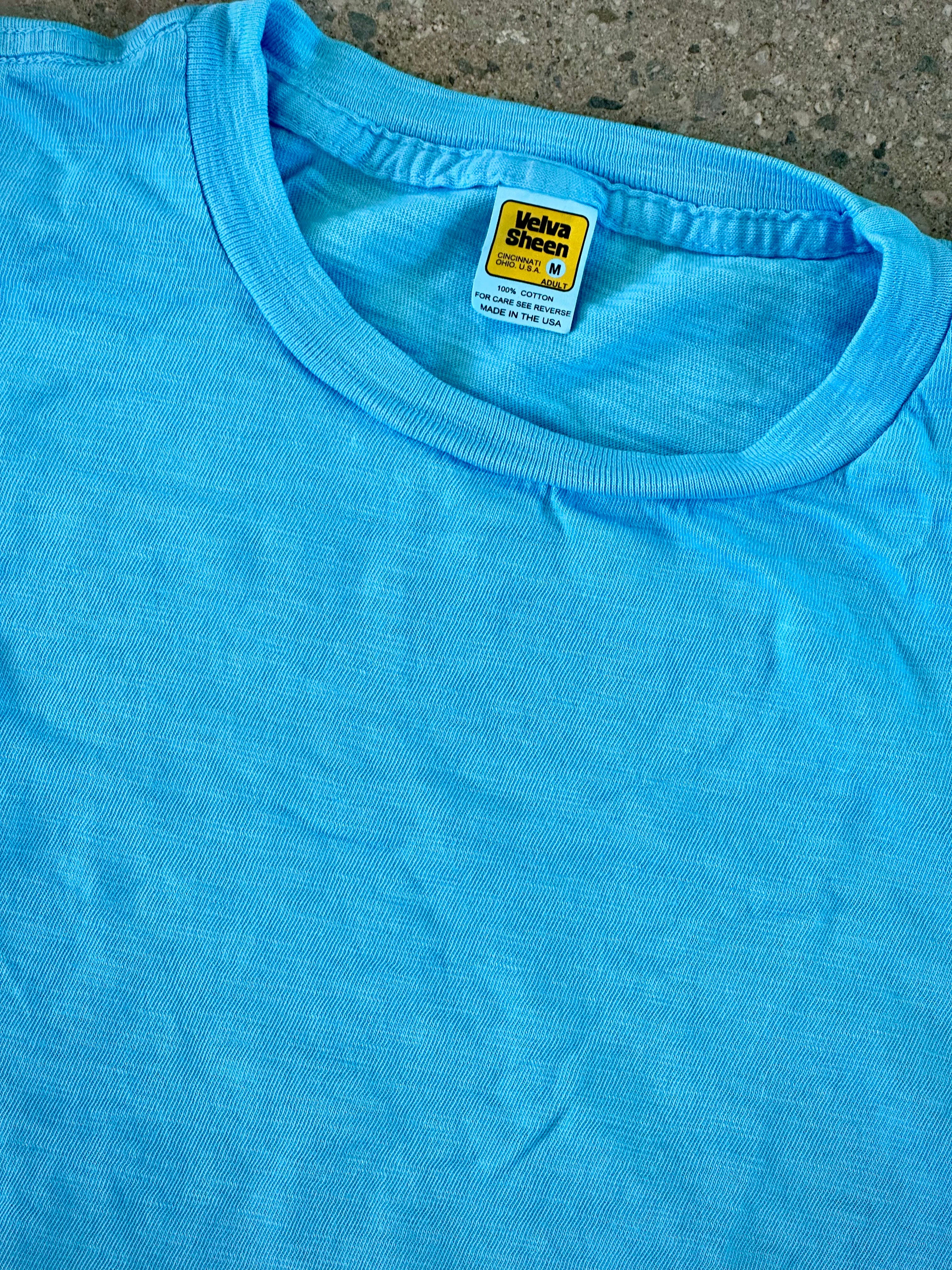 Velva Sheen Rain Bright Blue Rolled T-Shirt