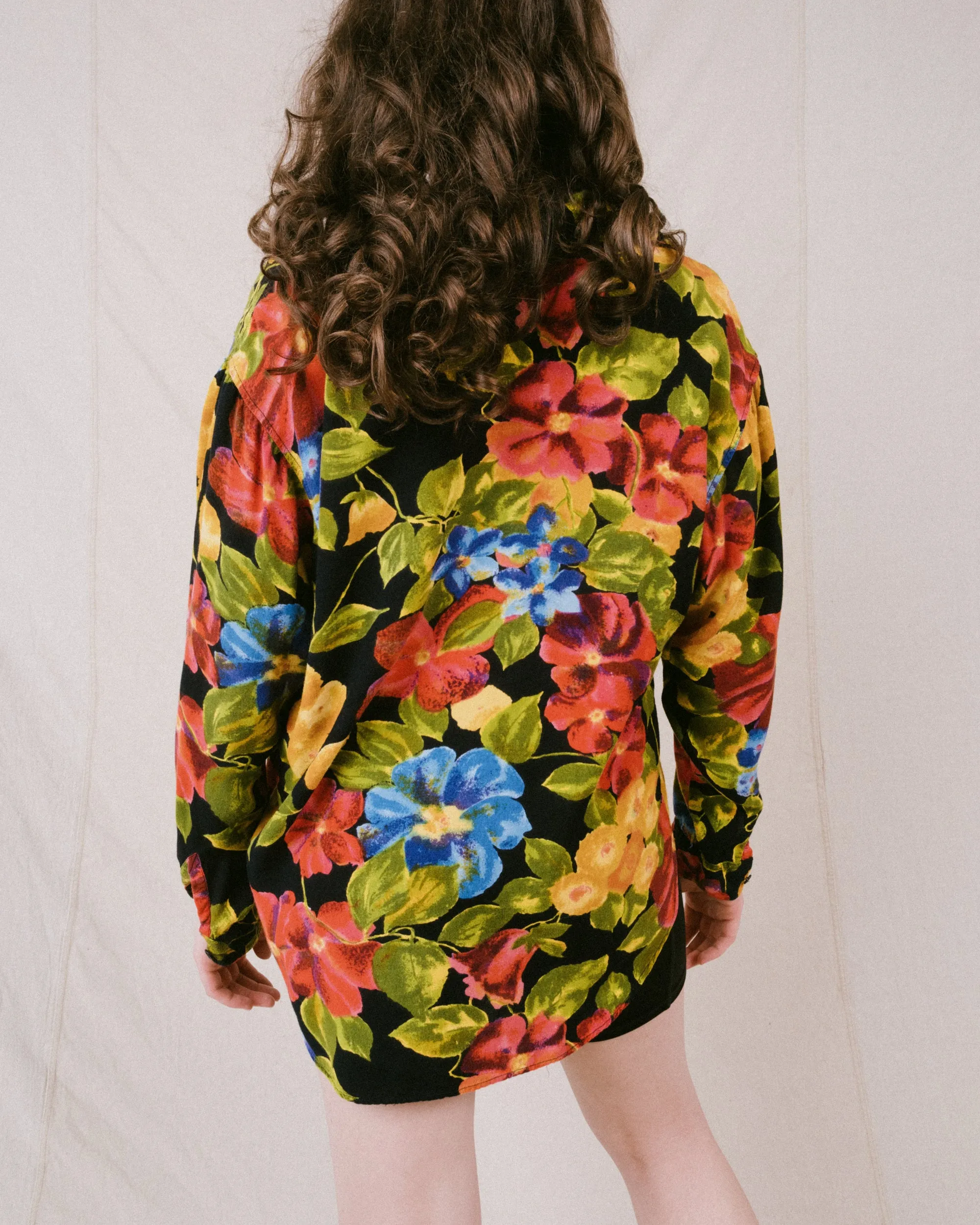 Vintage Bright Floral Blouse (S/M)