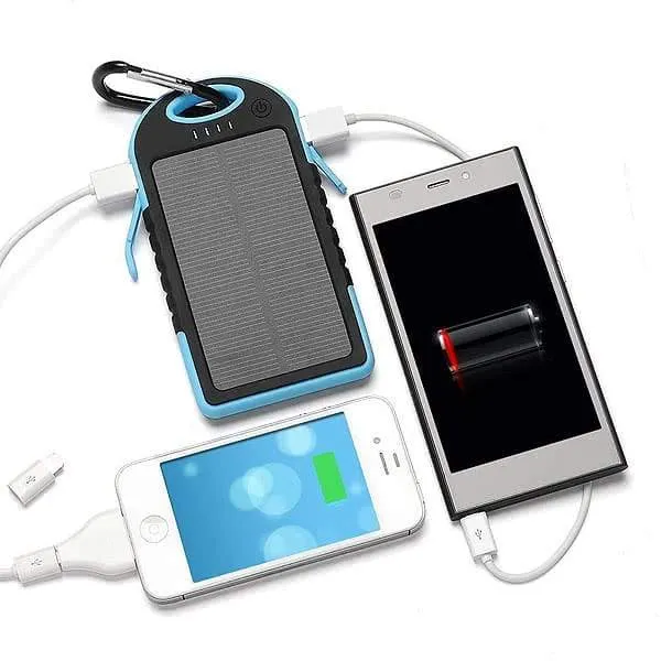 Water-Resistant 8,000mAH Rugged Solar Dual-USB Charger and LED Light