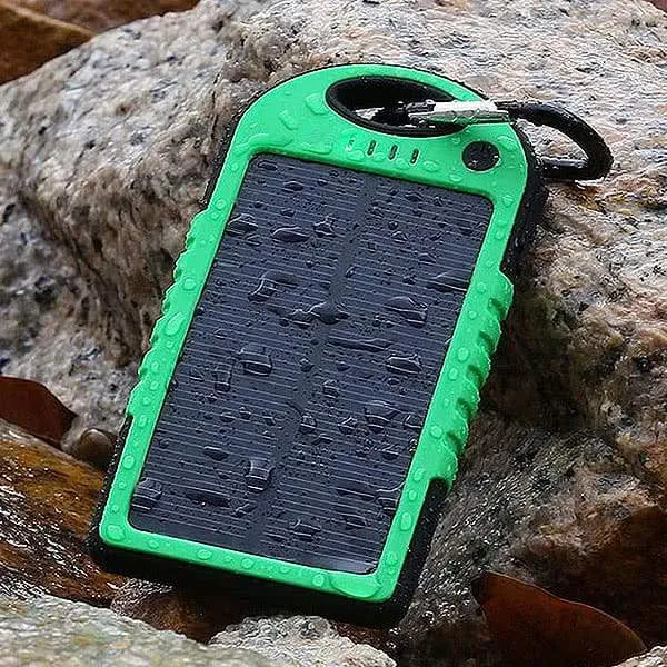 Water-Resistant 8,000mAH Rugged Solar Dual-USB Charger and LED Light