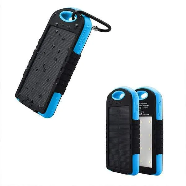 Water-Resistant 8,000mAH Rugged Solar Dual-USB Charger and LED Light