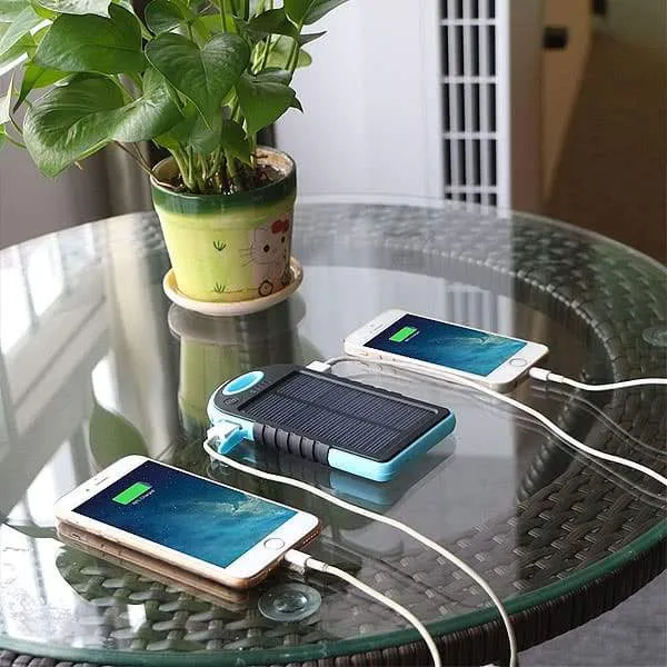 Water-Resistant 8,000mAH Rugged Solar Dual-USB Charger and LED Light