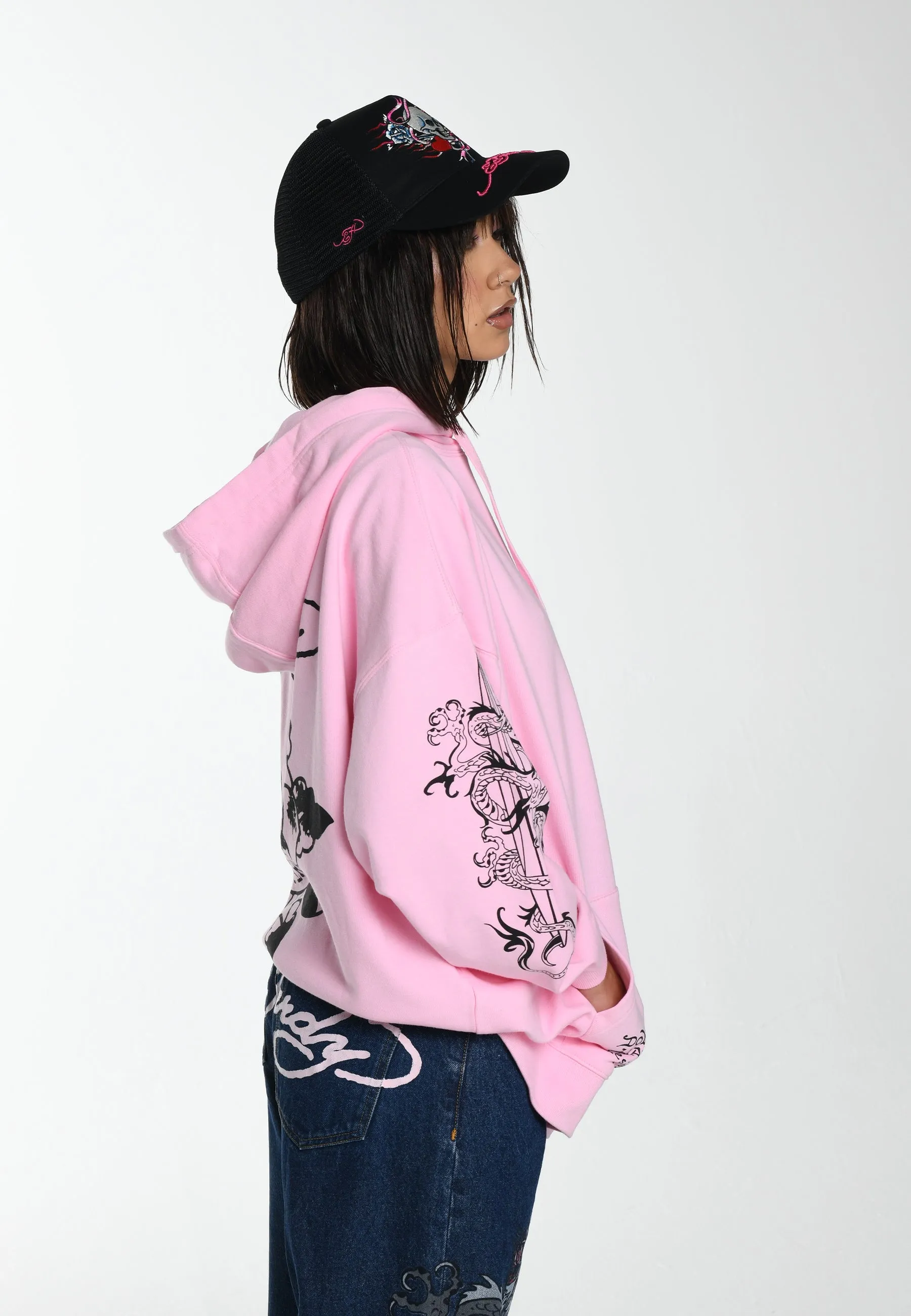 Womens Love Eternal Graphic Relaxed Hoodie - Pink