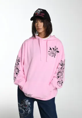 Womens Love Eternal Graphic Relaxed Hoodie - Pink