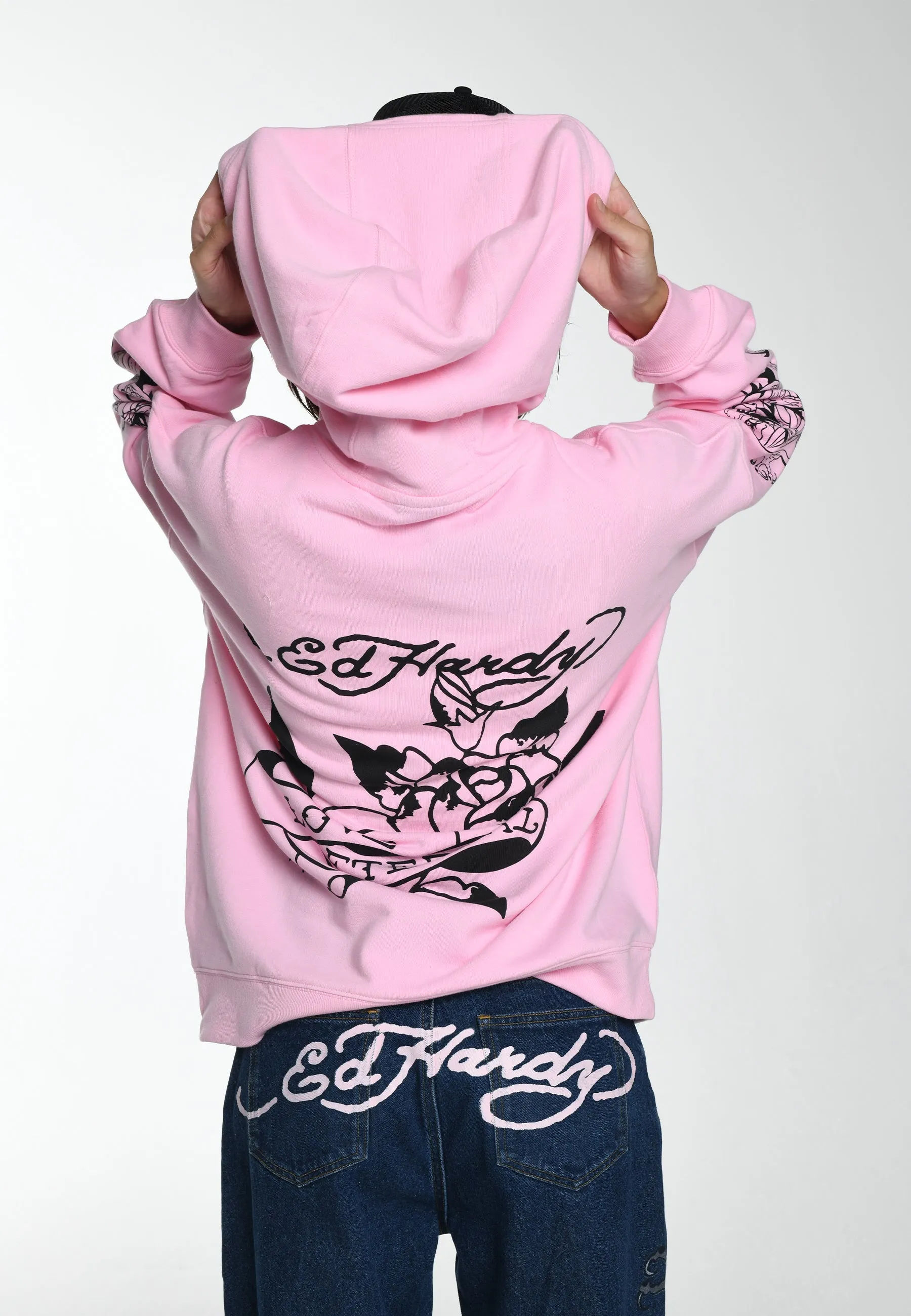 Womens Love Eternal Graphic Relaxed Hoodie - Pink